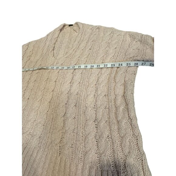 Free People Women's Pink Cable Knit V-Neck Sweater Size Medium - Picture 5 of 8